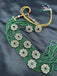 Light green beads with cz stones and moissanite stones side pendants
