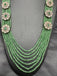 Light green beads with cz stones and moissanite stones side pendants