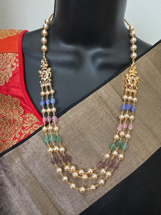 Swarovski pearls with semi-precious multicolor beads