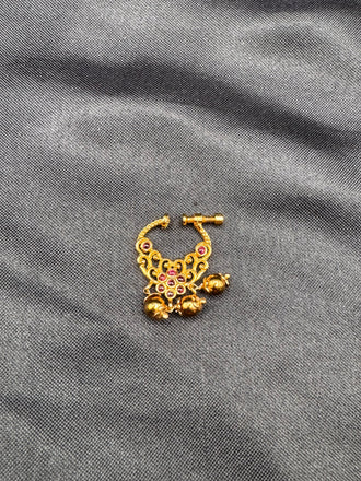 Antique design cz stones with ruby stones nose ring