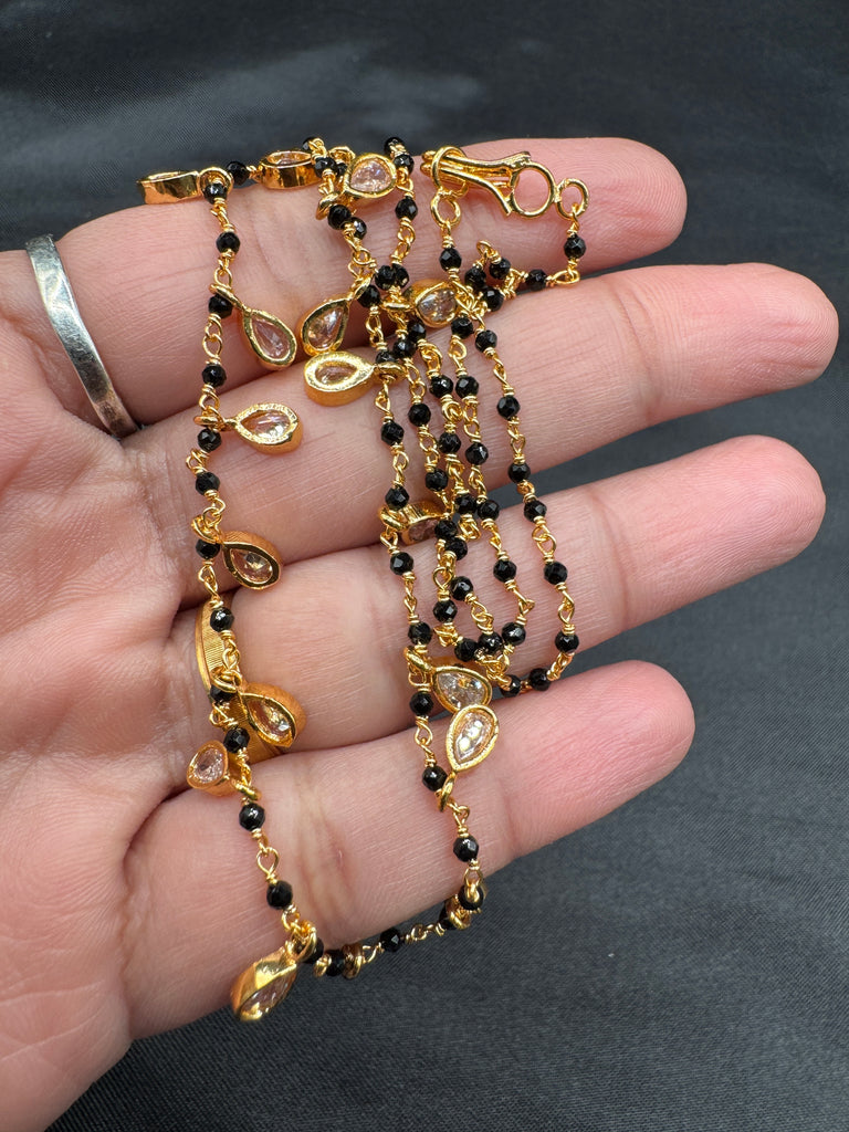 Black diamond beads with cz stones hanging