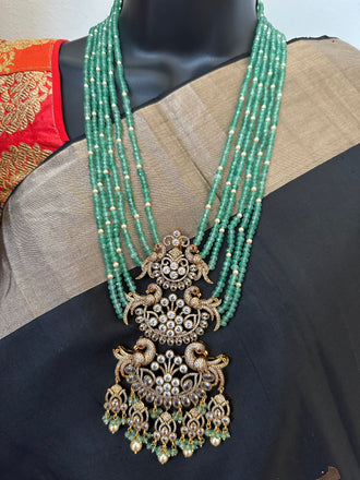 Real emerald beads with unique steps peacock