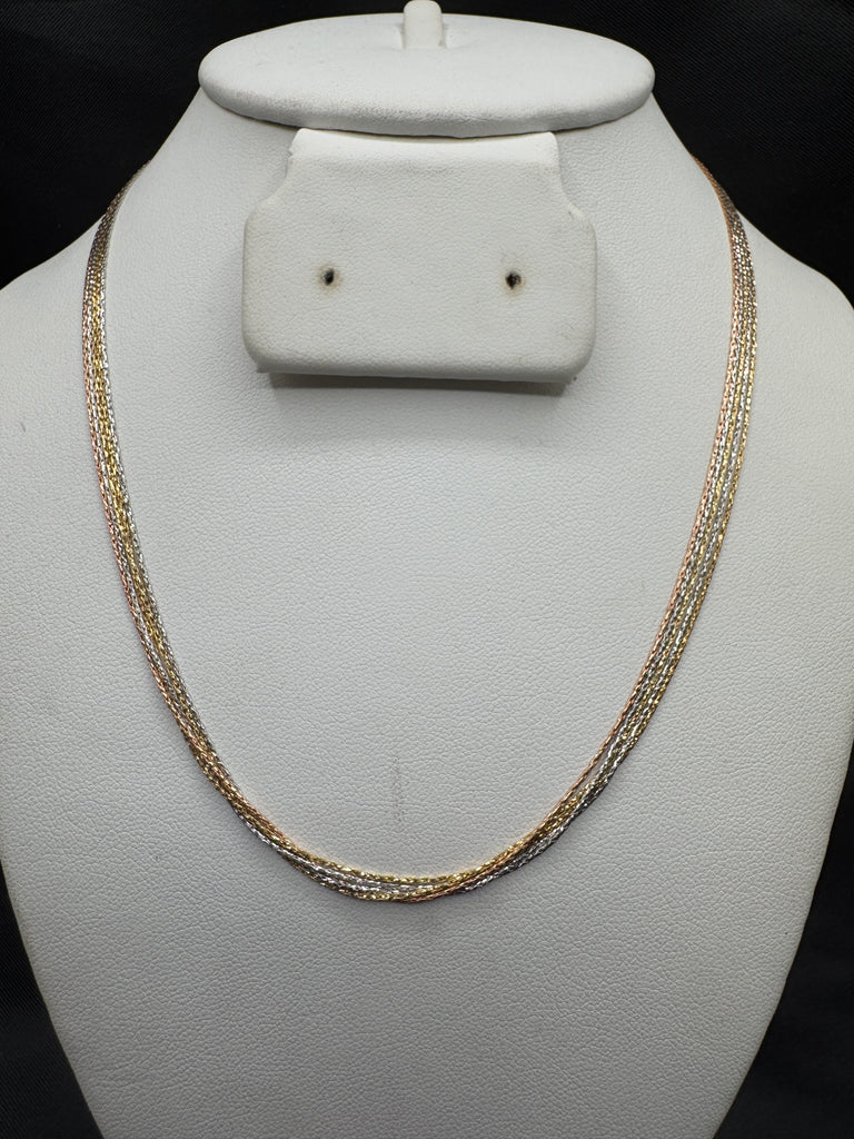 92.5 pure silver 5 line gold & silver coating chain