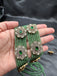 Light green beads with cz stones and moissanite stones side pendants