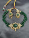 Elegant cz stones and emerald stones pendant set with a matching emerald bead chain