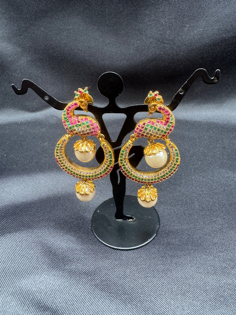 Beautiful and traditional look peacock design chandbali earrings