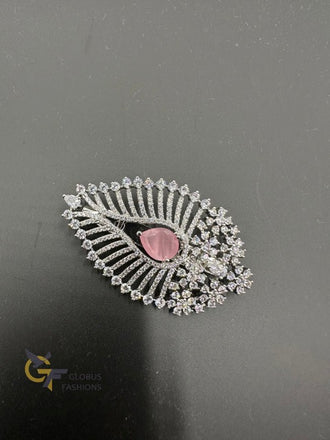 Leaf design silver saree pin/ Brooch