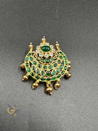 Emerald stones with CZ stones hair clip