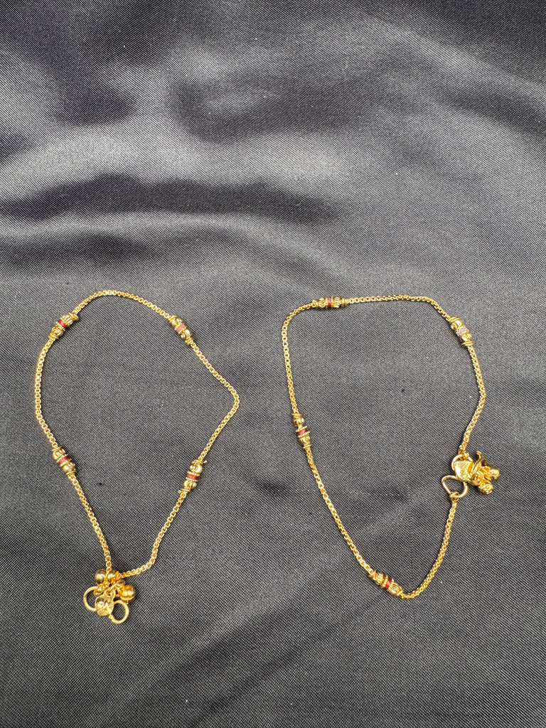 Gold set of 2 Anklets
