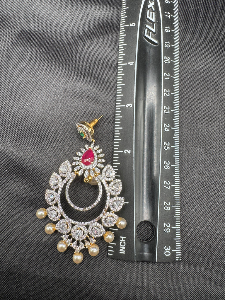 CZ Stones with Pearls big size earrings