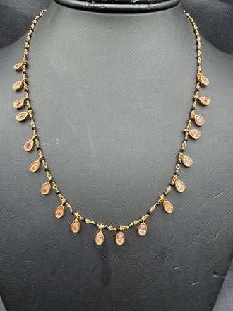 Back diamond beads with cz stones small drop pendant