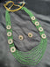 Light green beads with cz stones and moissanite stones side pendants