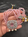 Light baby Pink beads with cz stones pendant and matching earrings choker set