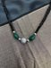 Green beads with black diamond chain