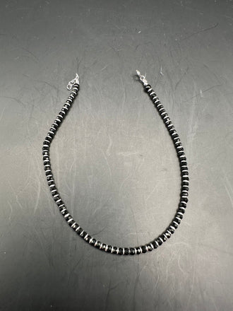 Black Diamond Beads pure silver single anklet