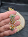 Original Swarovski pearls with emerald beads with cz stones pendant with matching earrings