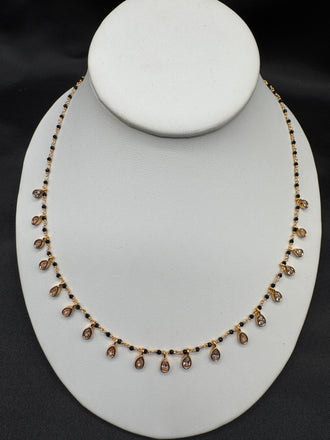 Black diamond beads with cz stones hanging