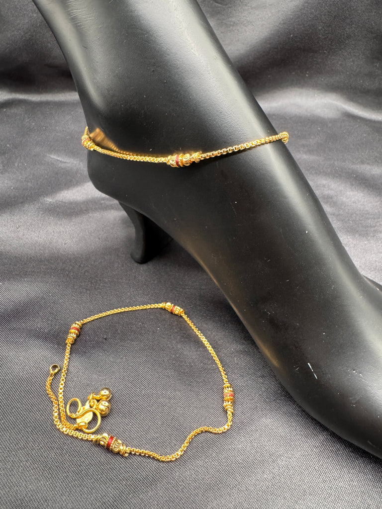 Gold set of 2 Anklets