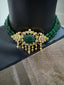 Elegant cz stones and emerald stones pendant set with a matching emerald bead chain