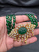 Elegant cz stones and emerald stones pendant set with a matching emerald bead chain