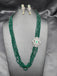 Emerald beads chain with CZ stones pendant with matching earrings
