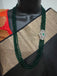 Emerald beads chain with CZ stones pendant with matching earrings