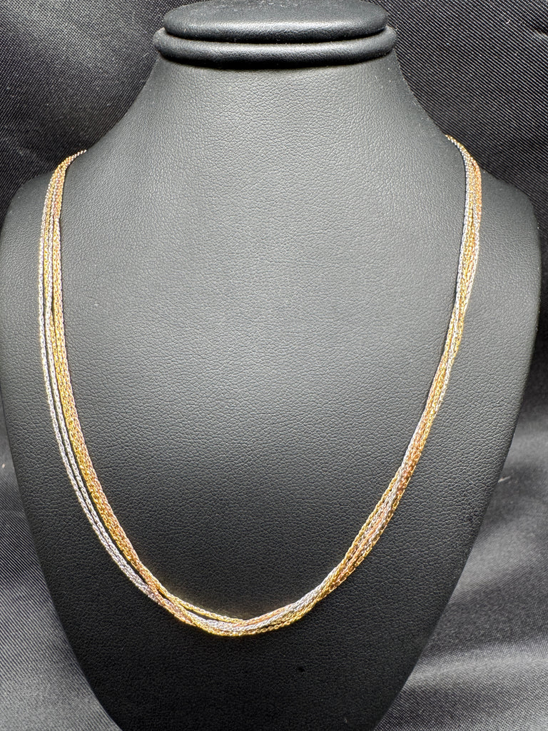 92.5 pure silver 5 line gold & silver coating chain