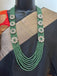 Light green beads with cz stones and moissanite stones side pendants
