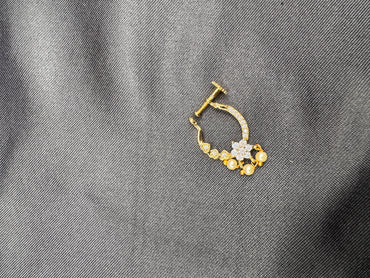 Flower design ca stones with pearls nose ring