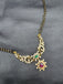 Double line black bead chain with an uncut stones pendant
