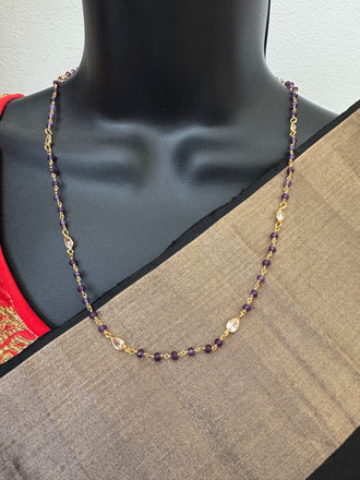 Purple beads with cz stones elegant chain