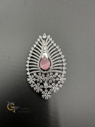 Leaf design silver saree pin/ Brooch