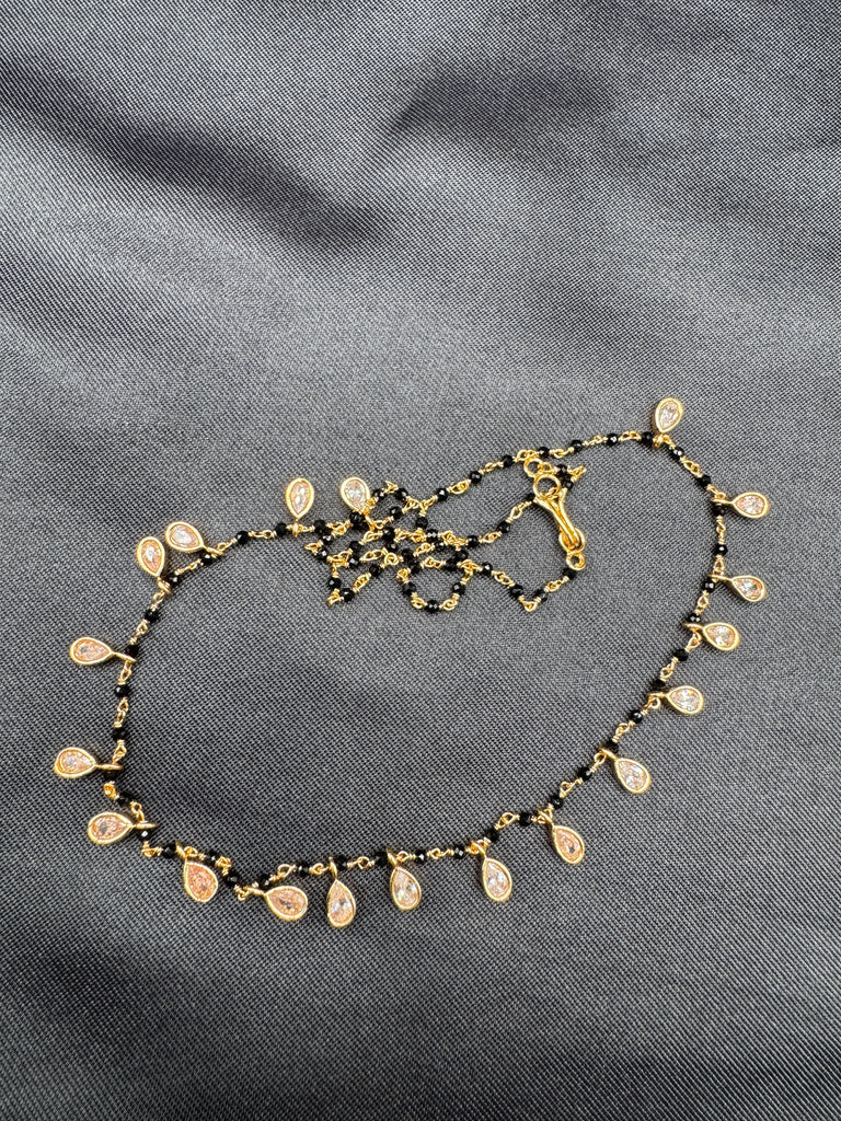 Black diamond beads with cz stones hanging