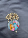 Light gray natural sea crystal hand painting Radha & Krishna pendant with Swarovski pearls chain
