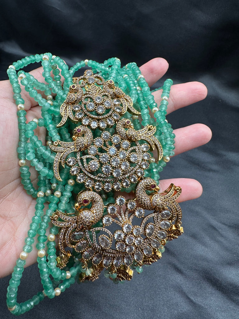 Real emerald beads with unique steps peacock