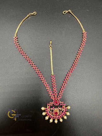 Beautiful Ruby stones with pearls tikka