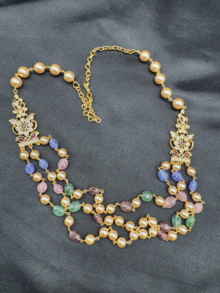 Swarovski pearls with semi-precious multicolor beads