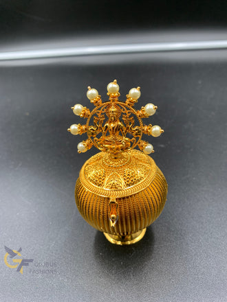 Lakshmi design with pearls Kumkum box