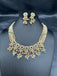 Original Swarovski pearls with emerald beads with cz stones pendant with matching earrings