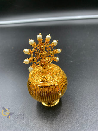 Lakshmi design with pearls Kumkum box