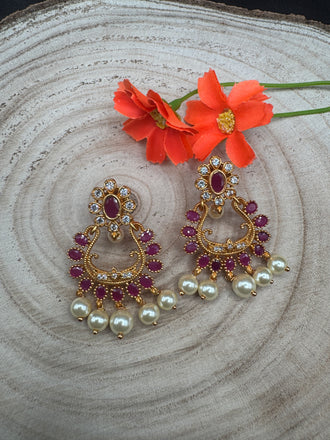 Different color stones chandbali earrings