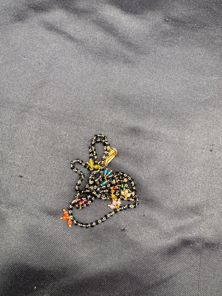 Single line black bead chain with multicolor beads all over the chain