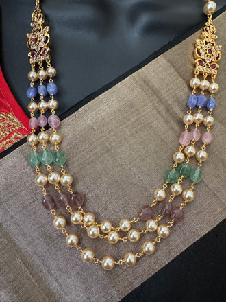 Swarovski pearls with semi-precious multicolor beads