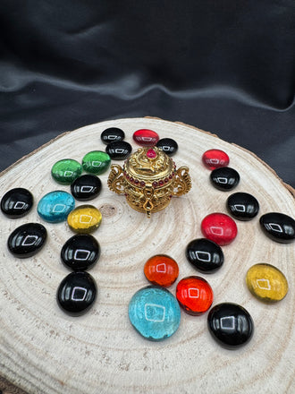 Beautiful multicolor Stones with unique peacock design kumkum & Turmeric box