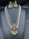 Pearls with chandbali style cz stones pendant with matching earrings
