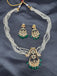 Pearls with chandbali style cz stones pendant with matching earrings