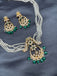Pearls with chandbali style cz stones pendant with matching earrings