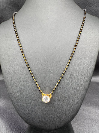 Black bead chain with small cz stones pendant