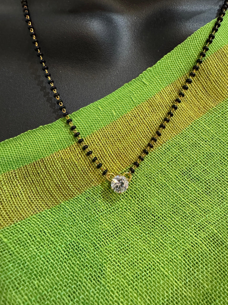 Black bead chain with small cz stones pendant