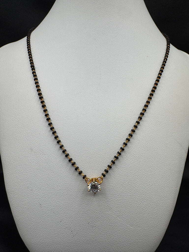 Black bead chain with small cz stones pendant